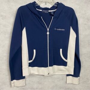 Exist Jacket Women’s Juniors Large Navy White Full Zip Hooded Activewear
